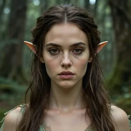 a forest nymph in an ancient forest, ana de armas, flawless symmetrical pretty cute face, greg rutkowski, 8 k, shallow depth of field, intricate detail, concept art,