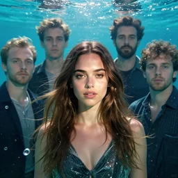 portrait of Ana de Armas, by petros afshar, sabbas apterus, brian sum, ross tran, shattered glass, bubbly underwater scenery, radiant light