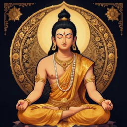 character portrait of Russell Brand meditating with eyes closed, hindu art, digital art 4k