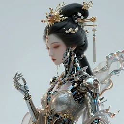 visually stunning, cinematic, ultra realistic, hyper realism, 1 2 k, epic, octane render, unreal engine, vfx, maya, the essence of art is passion : fresh air, ornate creature : cyborg geisha, robotic : machina, super intricate ornaments : the fluidity of creativity, art by alberto seveso,