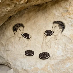 cave drawings of people eating oreos