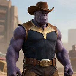 an film still of thanos as cowboy
