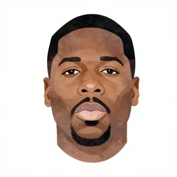 minimalist watercolor biggie smalls face on white background, illustration, vector art