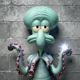 prison mugshot of anthropomorphized taxidermized human squidward tentacles, bright flash, vibrant colors, pale teal skin with squid suckers, cement brick wall background, inspired by 8 k octane render, soft vignette, grim expression, realistic, low saturation, nypd, inspired by the cartoon spongebob squarepants ( 1 9 9 9 )