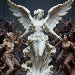 high intricate porcelain baroque stunning woman body sensual angelic warrior fighting the army of the demon lord, 8 k, wet skin very white and red lips hyperrealistic hyperdetailed pastel maria panfilova, andrea savchenko, sensual mike kime, ludovic plouffe, qi sheng luo, oliver cook, trending on artstation