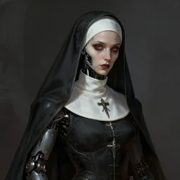 gothic byzantine nun, cyborg, dark fantasy, warhammer 4 0 k, portrait, highly detailed, digital painting, trending on artstation, concept art, sharp focus, illustration, art by artgerm and greg rutkowski and magali villeneuve