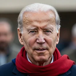portrait of president martin ban biden as afghan man, green eyes and red scarf looking intently, photograph by steve mccurry