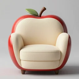 an armchair in the shape of an apple. apple armchair. the armchair is imitating an apple.