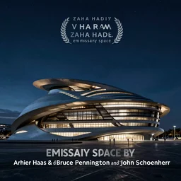 emissary space by arthur haas and bruce pennington and john schoenherr, cinematic matte painting, zaha hadid building, photo realism, dark color palate, blue hour stars,