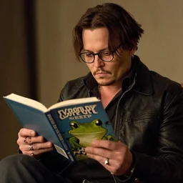 johnny depp reading a cyberfrog comic book