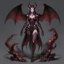 a detailed full body portrait of a demonic female tiefling, diablo 4 lilith, mutation, by yusuke murata, by hiroya oku, trending on artstation