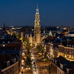Arnhem by night, wide view, volumetric light, hyperdetailed, artstation, cgsociety, 8k