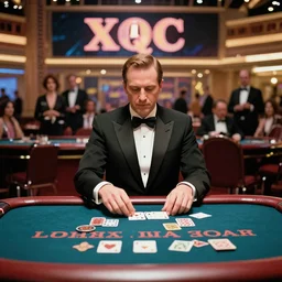 film still of xqc gambling in Vegas, 4k, photorealism, artstation style