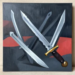 raining swords, falling swords, organic painting, sunny day, matte painting, bold shapes, hard edges, street art, trending on artstation, by huang guangjian, gil elvgren, ruan jia, randy vargas, greg rutkowski