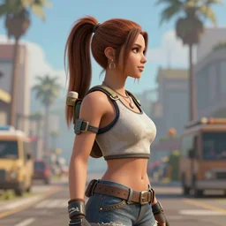 a profile shot of the video game character panam palmer