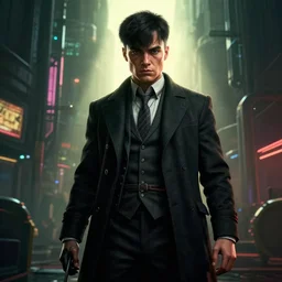 Peaky Blinders, in Cyber Punk 2077, reimagined as a cyberpunk dystopia, cinematic backlighting, 4k highly detailed digital art