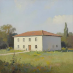 a beautiful painting of a building in a serene landscape by agustin fernandez, trending on artstatio