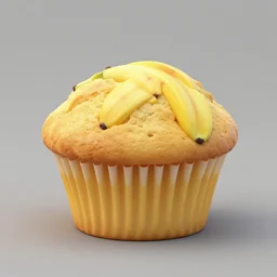 a 3 d model of a bananna muffin, rendered in blender, high res image