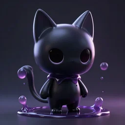 a digital art portrait of black slime cat character design from hollow knight, cute liquid ink cat 4 k, ultra detail, volumetric lighting, unreal engine, octane render