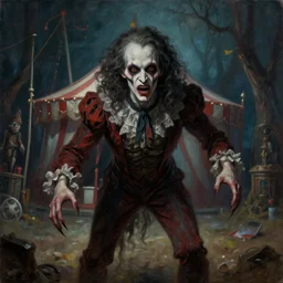 a creepy circus in the style of Anton Semenov, realistic painting, high definition, digital art, matte painting, very detailed, realistic
