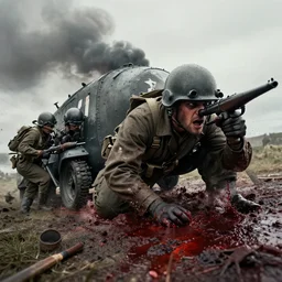 go pro footage of d - day invasion, violent, blood, render