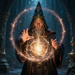 a wizard casting balling magic