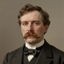 A photograph portrait of Jerma985 with a pyramidal mustache in the early 1800s, taken in the early 1800s, 1840s, grainy, taken on a Field View Camera, realistic, hyperrealistic, very realistic, highly detailed, very detailed, extremely detailed, detailed, digital art, trending on artstation