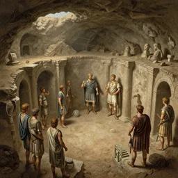 subterranean under earth kingdom of Julius Caesar, roman historic works, ruins, hyper-detailed, artstation trending, world renowned artists, historic artworks society, antique renewel, cgsociety, by greg rutkowski, by Gustave Dore, Deviantart