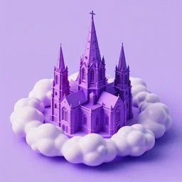 isometric art of a cathedral in clouds, kurzgesagt channel, monument valley, 3 d computer generated art, kurzgesagt, isometric, good lighting, purple