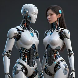 breathtaking symbiosis of man and cyborg, beautiful girl, 3 d, ultra nd, detail, combination of man and machine, hyperrealism 4 k,