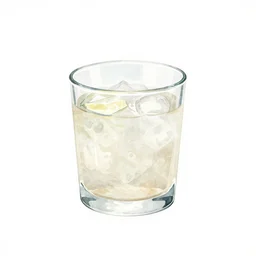 minimalist watercolor art gin and tonic in short glass on blank all white background, illustration, vector art