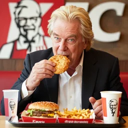Ronald MacDonald eating at KFC