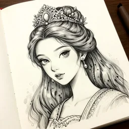 sketchbook retro princess ink drips, magnificent, close up, details, sharp focus, elegant, highly detailed, illustration, by jordan grimmer and greg rutkowski, intricate, beautiful, trending artstation, pixiv, digital art