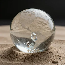 sand of time in a shiny globe of glass and crystals, realistic