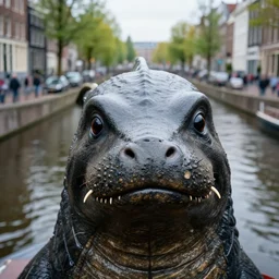 closeup portrait of nessie loch ness monster in an amsterdam canal, photograph, natural light, sharp, detailed face, magazine, press, photo, steve mccurry, david lazar, canon, nikon, focus