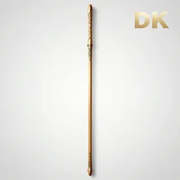 single wooden long straight thin ninja fighting staff with oriental ornaments, weapon, highlight, vertical, centred, highly symmetric, sci - fi, fantasy, japan, dnd, close shot, bright uniform background, directional lighting, digital art, hyperrealism, award winning, 8 k