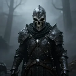 crow skull knight helmet, grimdark, fantasy, trench crusade, terrifying, dark, fog, atmospheric cold lighting, dark souls, hyperrealistic, art by sparth
