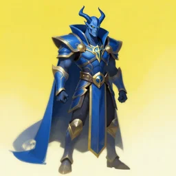 Warlock Guardian from Destiny with blue and yellow color scheme, concept art by Rosa Lee, trending on artstation, HQ, 4k