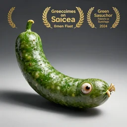 Green Sausage with eyes and fangs, fine details, concept art