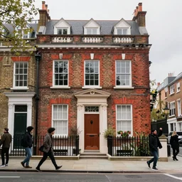 Old brick house came alive and angrily walking around 1900 London, people are running away in panic