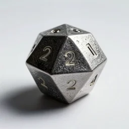 A d20 on a white background
