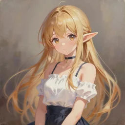 oil painting of a beautiful pretty pure kawaii cute lovely innocent elegant hot nice sweet girly feminine long hair anime ELF waifu sister girl Trending on Pixiv