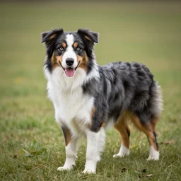 australian shepherd being a good boy in hell