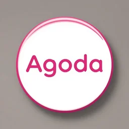 circular logo for a travel brand called Agoda with a pink and white design
