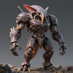 blame!, isopod, muscular body, chiroptera head, chiroptera ears, mecha, hyperrealism, artstation, cgsociety, zbrush, no background