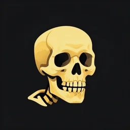 flat fantasy art rpg skill icon of skeleton, colors: yellow and black, trending on behance