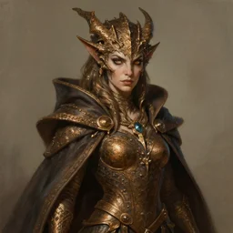 ferocious bronze female dragonborn, wearing a cape, wizard robe, sinister and stylish, pronounced eyes, pretty, beautiful, dnd character art portrait, matte fantasy painting, deviantart artstation, by jason felix, by steve argyle, by tyler jacobson, by peter mohrbacher, cinema