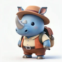 A cute blue rhino wearing adventurer's clothing, highly detailed, digital painting, artstation, concept art, smooth, sharp focus, studio light, by Justin Gerard,