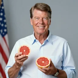 ronald regan holding a grapefruit
