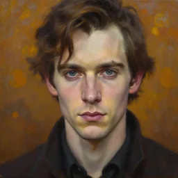 an award winning portrait of dorian gray by mark arian, oil on canvas, masterpiece, realism, piercing gaze, autumn bokeh